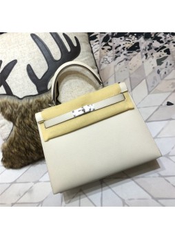 Her.mes Kelly 25/28/32cm Sellier Bag Epsom Leather Silver/Gold Metal In Cream WAX High